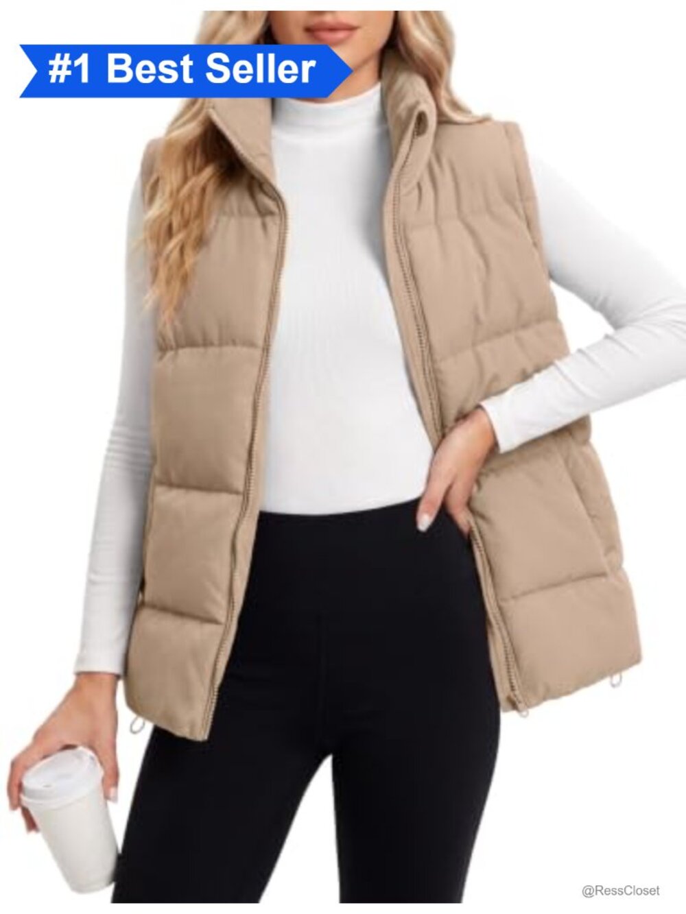 Womens Quilted Puffer Vest Sleeveless Zip Up Padded Jacket